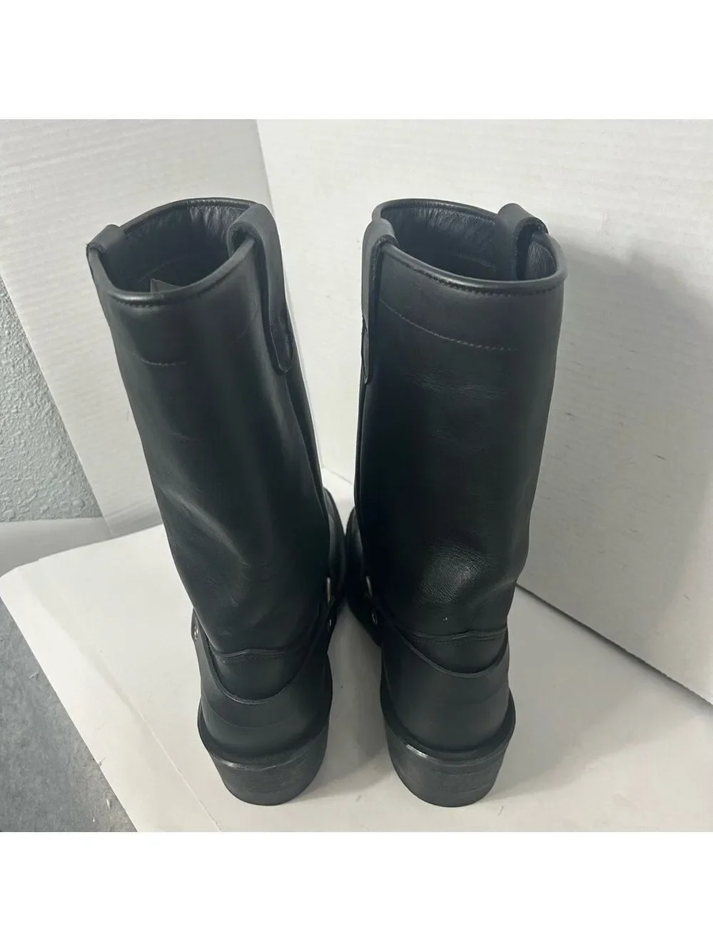 NEW Dayton Rebel Men’s Leather Boots Pull On Three Ring Vibram Square Toe Black